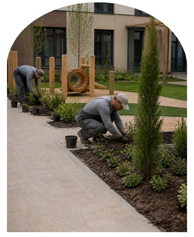 Профессиональное озеленение детского сада под ключ в Заволжье